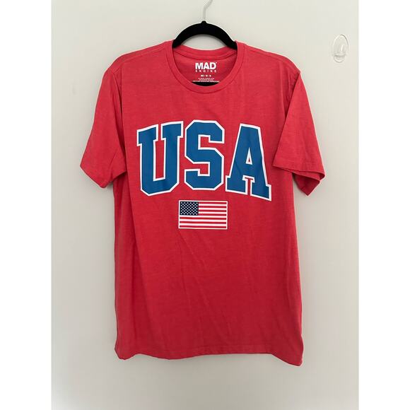 USA America Mad Engine Medium Red Tee T-Shirt Short Sleeve Election Patriotic - Picture 2 of 5